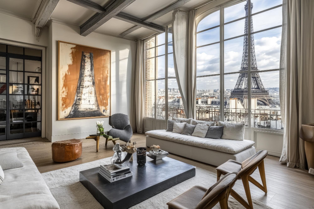 Finition peinture intérieure haut de gamme dans un appartement parisien rénové avec moulures et parquet restaurés